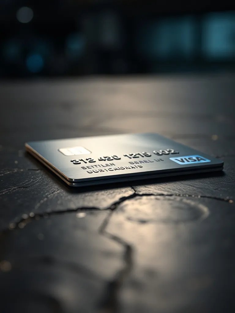 Close-up of a high-end metal credit card on a dark slate sur