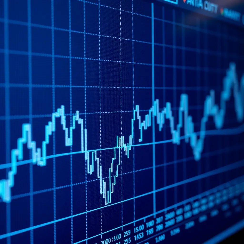 A close-up of a digital screen showing complex financial lin
